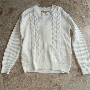 Women's White Cable Knit Sweater